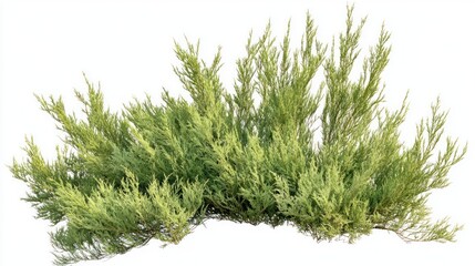 Lush Green Bush, Isolated on White Background