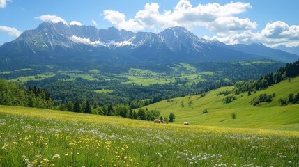 Obraz premium Majestic Alpine Meadow Landscape