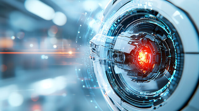 Futuristic robotics event high-tech facility close-up image digital environment innovative viewpoint sci-fi concept