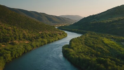 natural green hills background, river background.