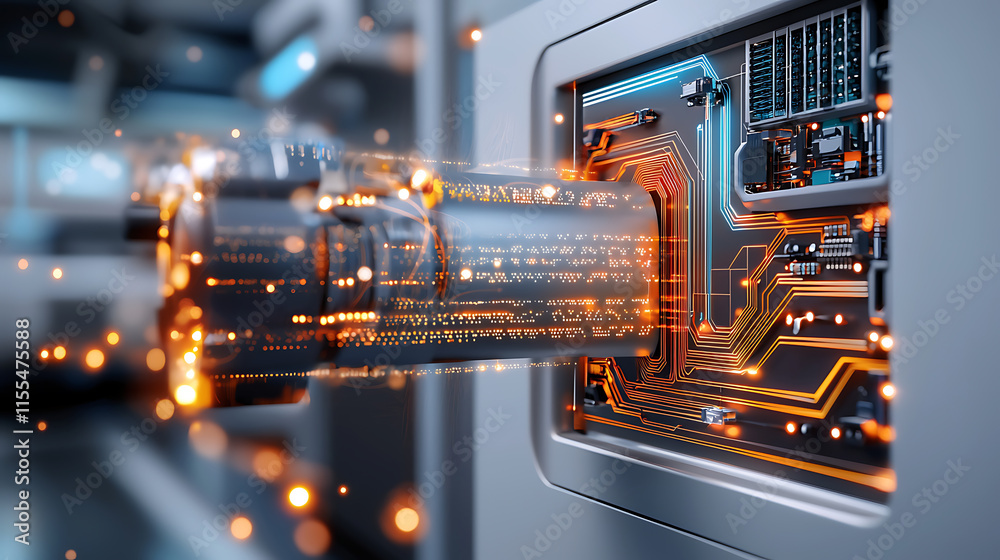 Poster dynamic circuit integration high-tech lab digital technology visualization futuristic environment cl