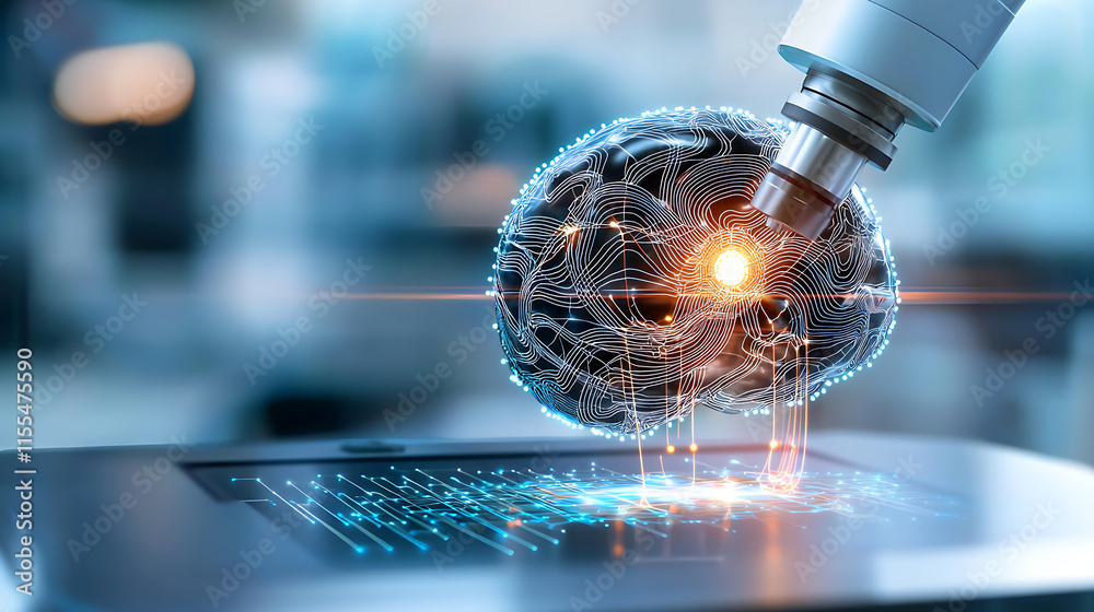 Poster innovative neural interface technology revolutionizing brain-computer interaction in high-tech labor
