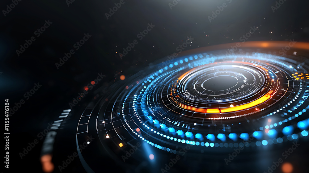 Poster dynamic visualization of digital interfaces in futuristic technology environments