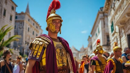 Roman Soldiers in a Historical Parade