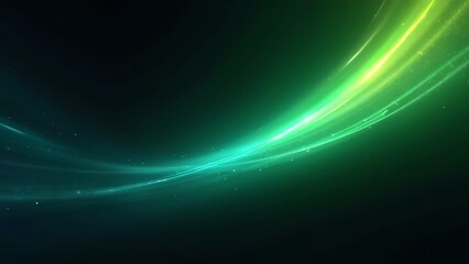 Naklejka premium Abstract AI-generated image. Glowing green and teal light streaks curve across a dark background. Perfect for technology, energy, or futuristic designs.