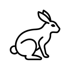 Line art rabbit icon illustration on transparent background
