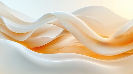 Abstract Orange and White Waves: A Serene Digital Art Piece