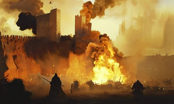 The pressure of the army, ancient war scenes