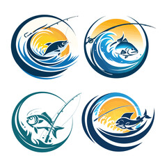 fish mascot sticker logo vector