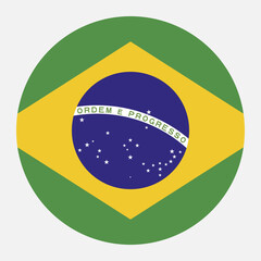 Fototapeta premium Brazil circle flag. Vector illustration.
