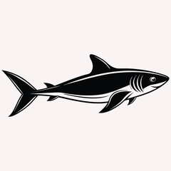 Obraz premium Black and White Shark Illustration 