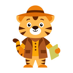 Fototapeta premium A tiger dressed as a jungle explorer vector art illustration