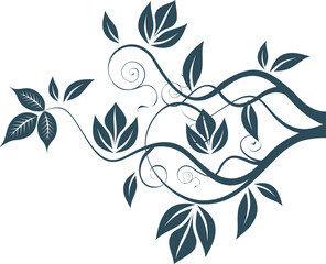 Abstract floral design with curved stem illustration