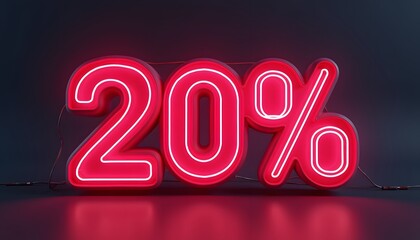 20% Off Neon Sign:  Bright Red Discount Sale