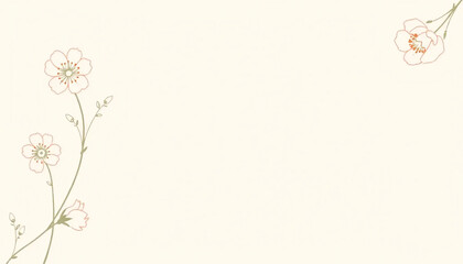 Minimalist Pink and Green Floral Illustration on Beige Background