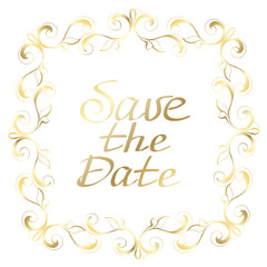 Save the date vintage label art-deco frame .damask vintage baroque scroll ornament swirl. Victorian monogram heraldic shield swirl.