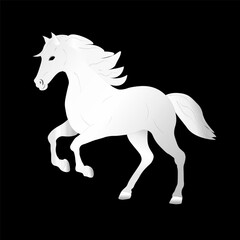 White horse on a black background. Illustration vector 
