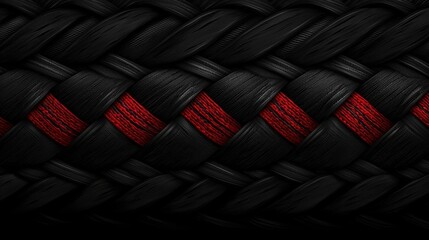 Fototapeta premium Intricate Black and Red Woven Texture with Strong Braided Design