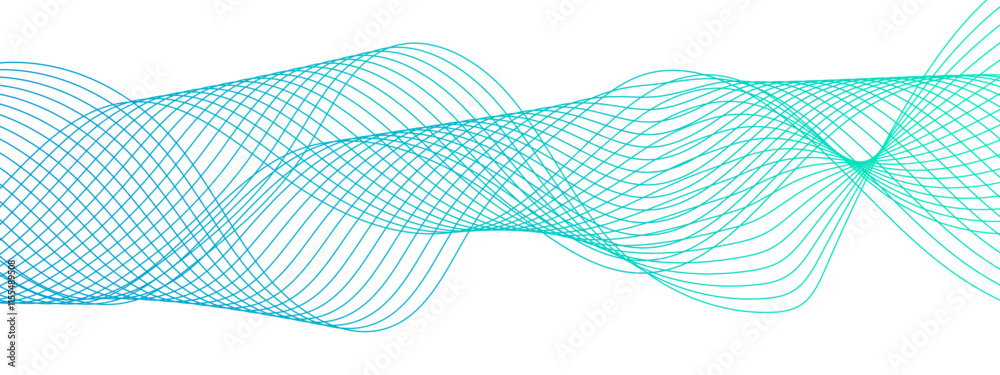 Aufkleber Abstract Blue background with waves. Minimal round lines waves background. Futuristic tech background with Curved wavy line. seamless wave pattern glowing science flowing line graphic template 