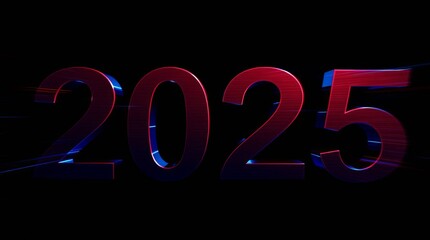Futuristic 2025 with Neon Glow and Cyberpunk Aesthetic in Tech-Inspired New Year Concept