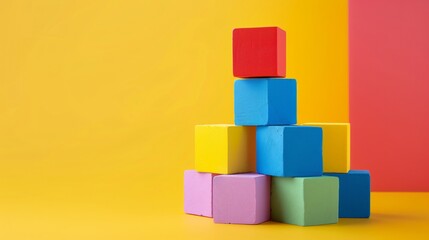 Fototapeta premium A Collection of Beautiful Colorful Blocks Lying on Each Other