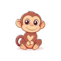 Fototapeta premium Adorable Baby Monkey Illustration