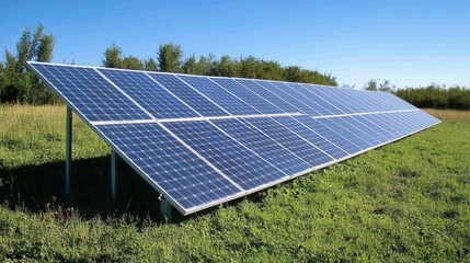 Solar Panels Angled Towards Clear Daylight Sky