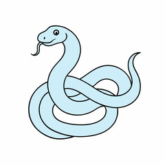 Obraz premium Snake curling and smiling cheerfully on white background