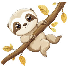 Obraz premium Adorable Baby Sloth Hanging on a Branch