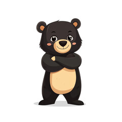 Naklejka premium Adorable Cartoon Bear with Arms Crossed