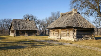 Charming Rustic Wooden House in a Sunny Rural Landscape