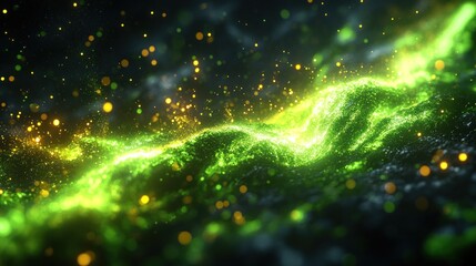 Abstract green and gold energy wave.