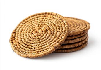Handwoven natural coasters stacked neatly for stylish table protection and decor