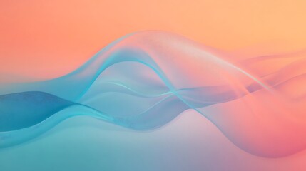 Obraz premium Retro synthwave gradient with soft peach to vibrant turquoise and glowing aura with film grain effects