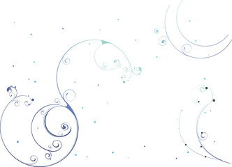 A curved stem with floral design with white background