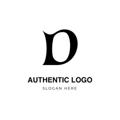 Letter D logo mark, beautiful letter vector logo, stylish serif font.