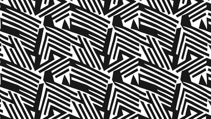 Black geometric shapes Seamless Pattern on White Background