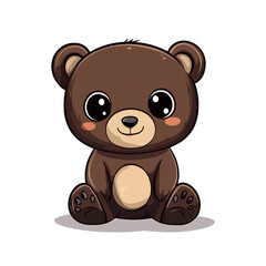 Fototapeta premium Adorable Brown Bear Cub Cartoon Illustration