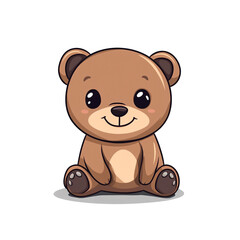 Obraz premium Adorable Cartoon Brown Bear Cub Sitting