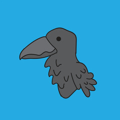 cute crow with blue Background