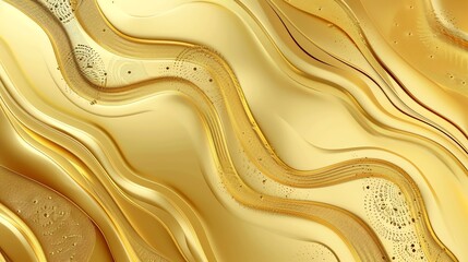 Abstract golden wavy lines and dots background.