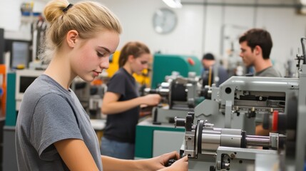 Fototapeta premium Students Engaged in Engineering with Modern Equipment