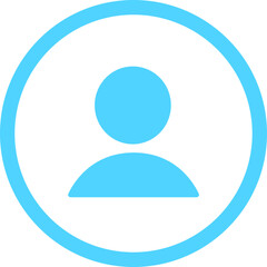 Profile user icon. Person profile avatar with account symbol. Blue Flat and line vectors isolated on transparent background. Icons for applications and communication. Social media concepts.