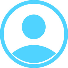 Profile user icon. Person profile avatar with account symbol. Blue Flat and line vectors isolated on transparent background. Icons for applications and communication. Social media concepts.