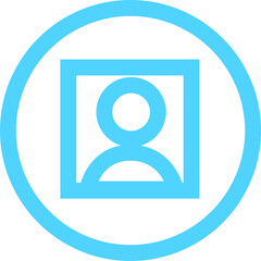 Profile user icon. Person profile avatar with account symbol. Blue Flat and line vectors isolated on transparent background. Icons for applications and communication. Social media concepts.
