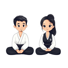 Obraz premium Adorable Aikido Couple in Traditional Gi