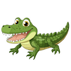 Obraz premium A Cheerful Green Crocodile Cartoon Illustration