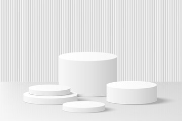 3D vector podium set with lighting and shadow, studio displays, 3d abstract background, modern and minimal art