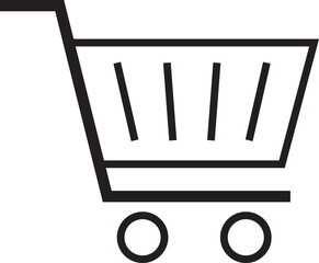 Shopping cart icon empty shopping cart symbol, shop and sale, black vector vector isolated on transparent background. Web store shipping cart. Internet shop buy logo sign.