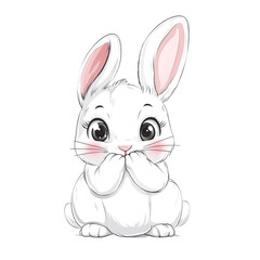 Obraz premium Adorable White Bunny Rabbit Illustration